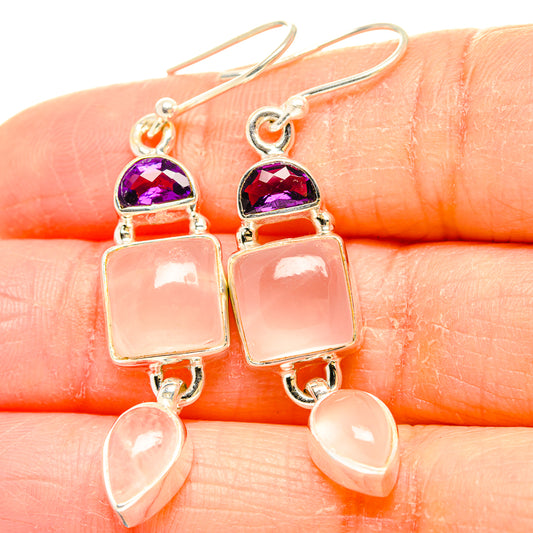 Rose Quartz Earrings handcrafted by Ana Silver Co - EARR430628
