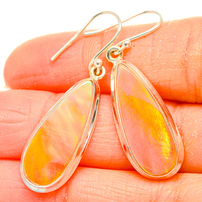 Teardrop opal earrings in 925 sterling silver with long fishhook wires