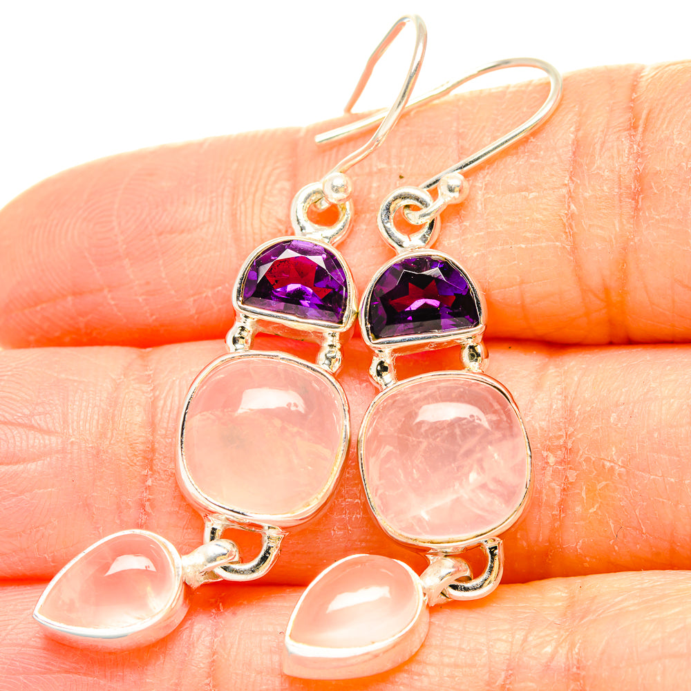 Rose Quartz Earrings handcrafted by Ana Silver Co - EARR430632