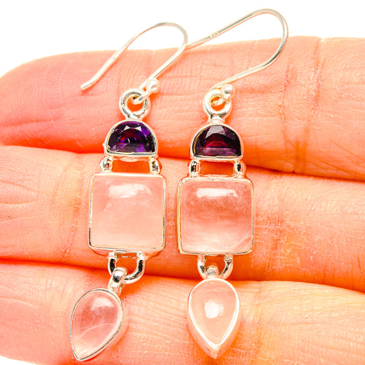 Rose Quartz Earrings handcrafted by Ana Silver Co - EARR430637