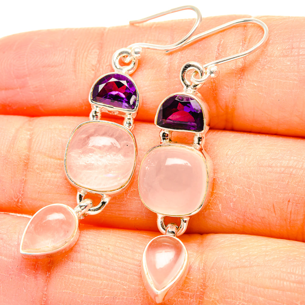 Rose Quartz Earrings handcrafted by Ana Silver Co - EARR430639