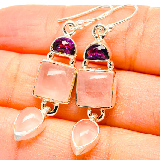Rose Quartz Earrings handcrafted by Ana Silver Co - EARR430645