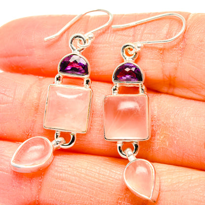 Rose Quartz Earrings handcrafted by Ana Silver Co - EARR430657