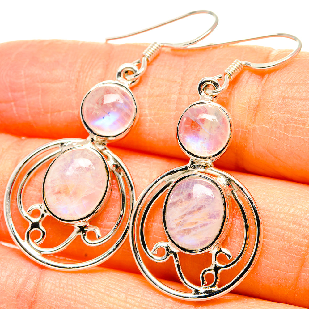 Rainbow Moonstone Earrings handcrafted by Ana Silver Co - EARR430681