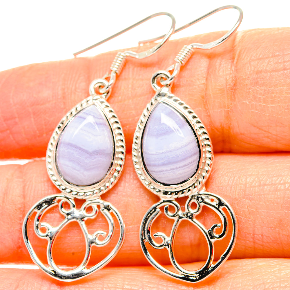 Blue Lace Agate Earrings handcrafted by Ana Silver Co - EARR430688