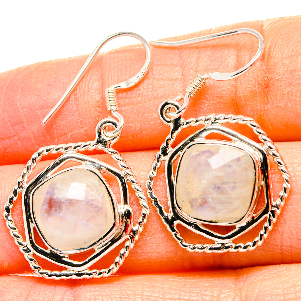 Rainbow Moonstone Earrings handcrafted by Ana Silver Co - EARR430689