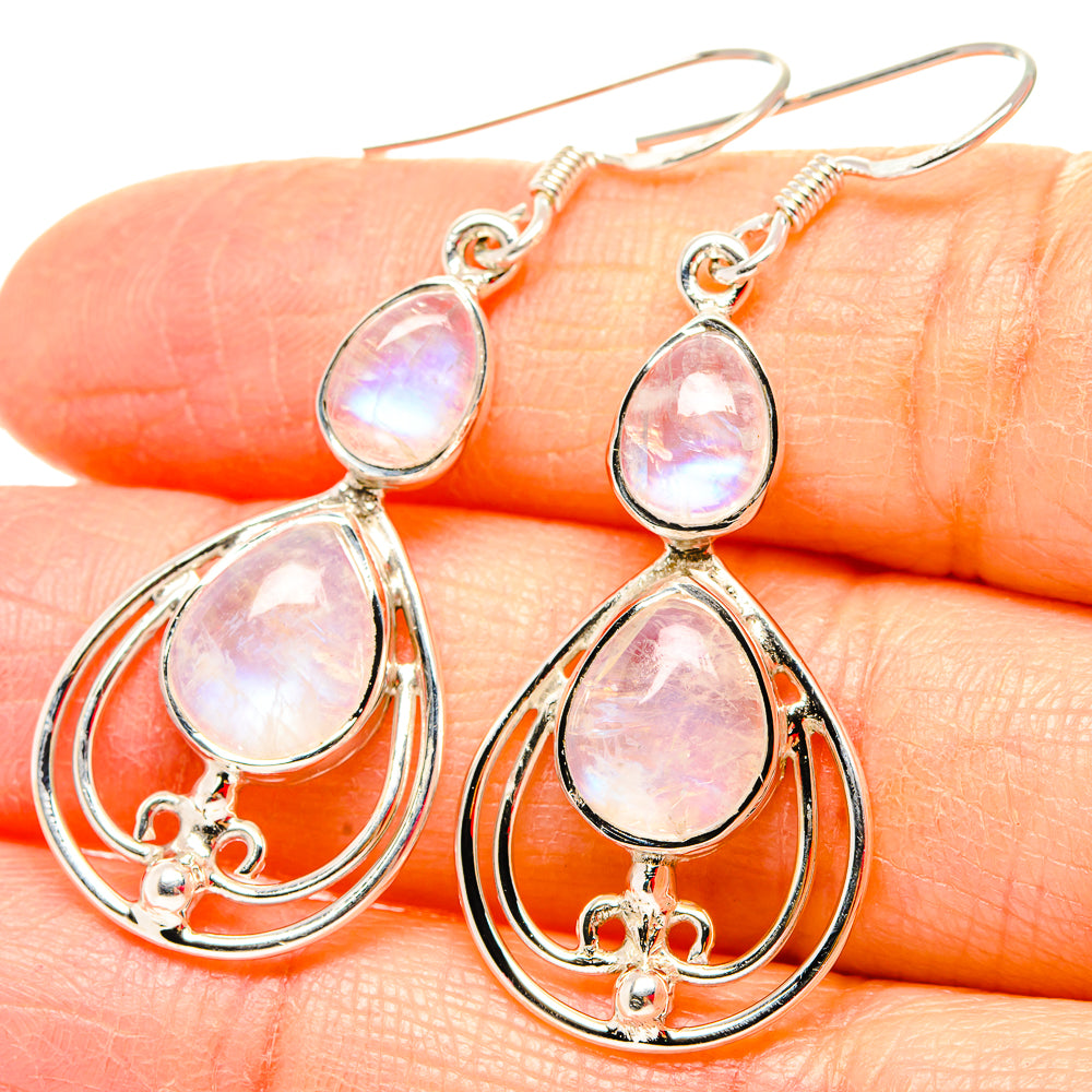 Rainbow Moonstone Earrings handcrafted by Ana Silver Co - EARR430691