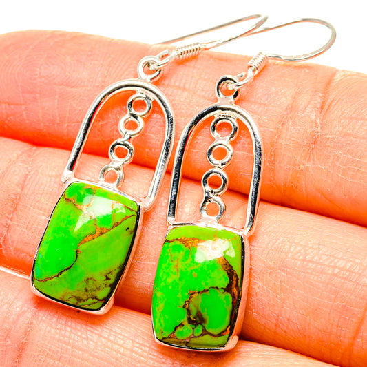 Green Copper Composite Turquoise Earrings handcrafted by Ana Silver Co - EARR430699