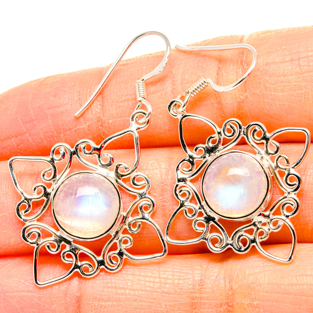 Rainbow Moonstone Earrings handcrafted by Ana Silver Co - EARR430701