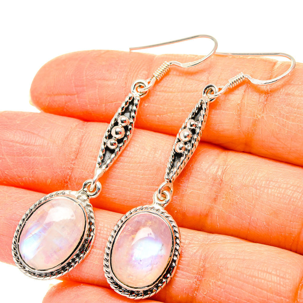 Rainbow Moonstone Earrings handcrafted by Ana Silver Co - EARR430705
