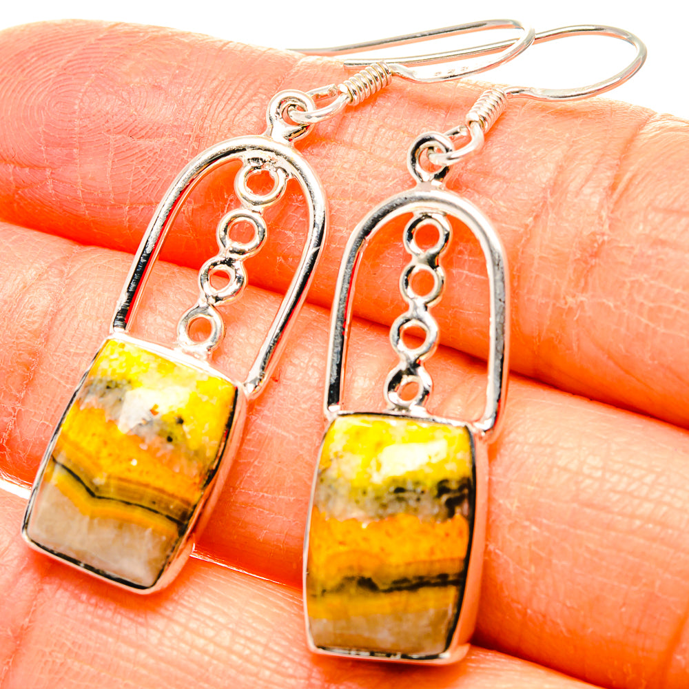 Bumble Bee Jasper Earrings handcrafted by Ana Silver Co - EARR430708
