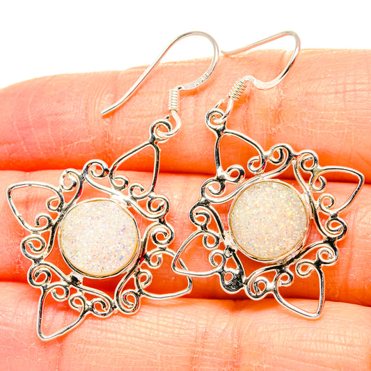 White Druzy Earrings handcrafted by Ana Silver Co - EARR430714