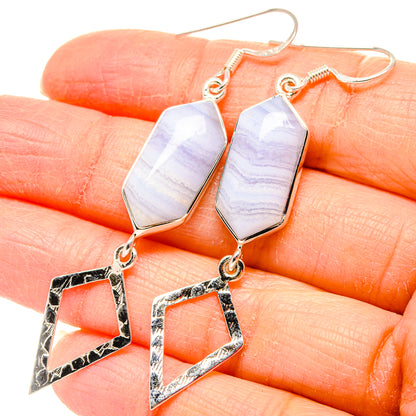 Blue Lace Agate Earrings handcrafted by Ana Silver Co - EARR430715