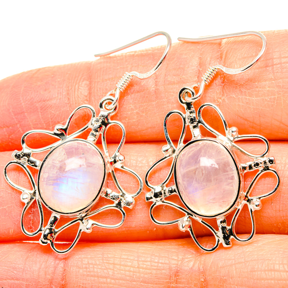 Rainbow Moonstone Earrings handcrafted by Ana Silver Co - EARR430716