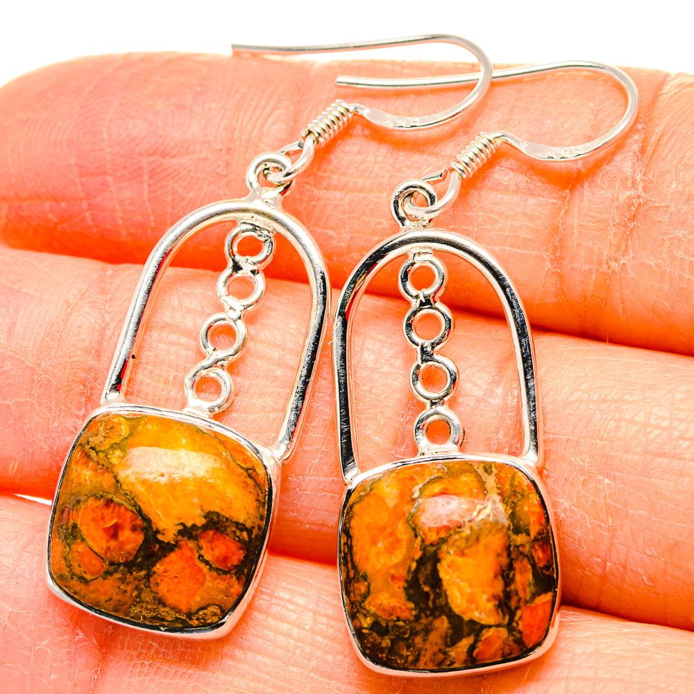 Orange Copper Composite Turquoise Earrings handcrafted by Ana Silver Co - EARR430720