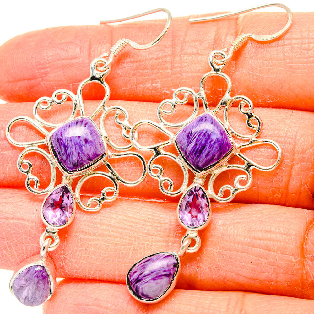 Charoite Earrings handcrafted by Ana Silver Co - EARR430728