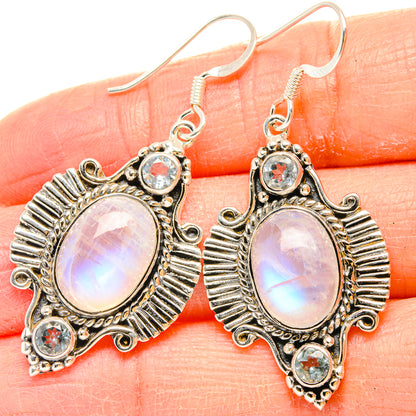 Rainbow Moonstone Earrings handcrafted by Ana Silver Co - EARR430729