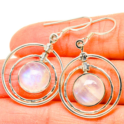 Rainbow Moonstone Earrings handcrafted by Ana Silver Co - EARR430744