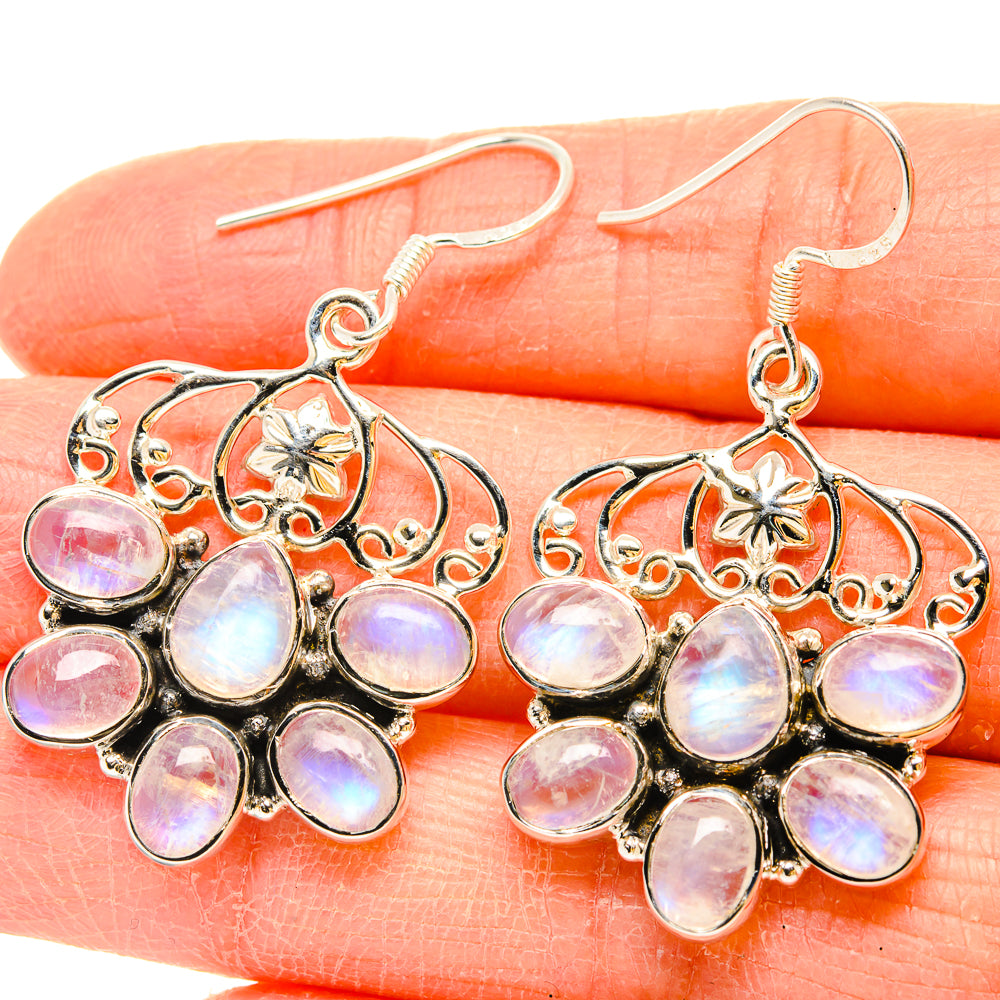 Rainbow Moonstone Earrings handcrafted by Ana Silver Co - EARR430745