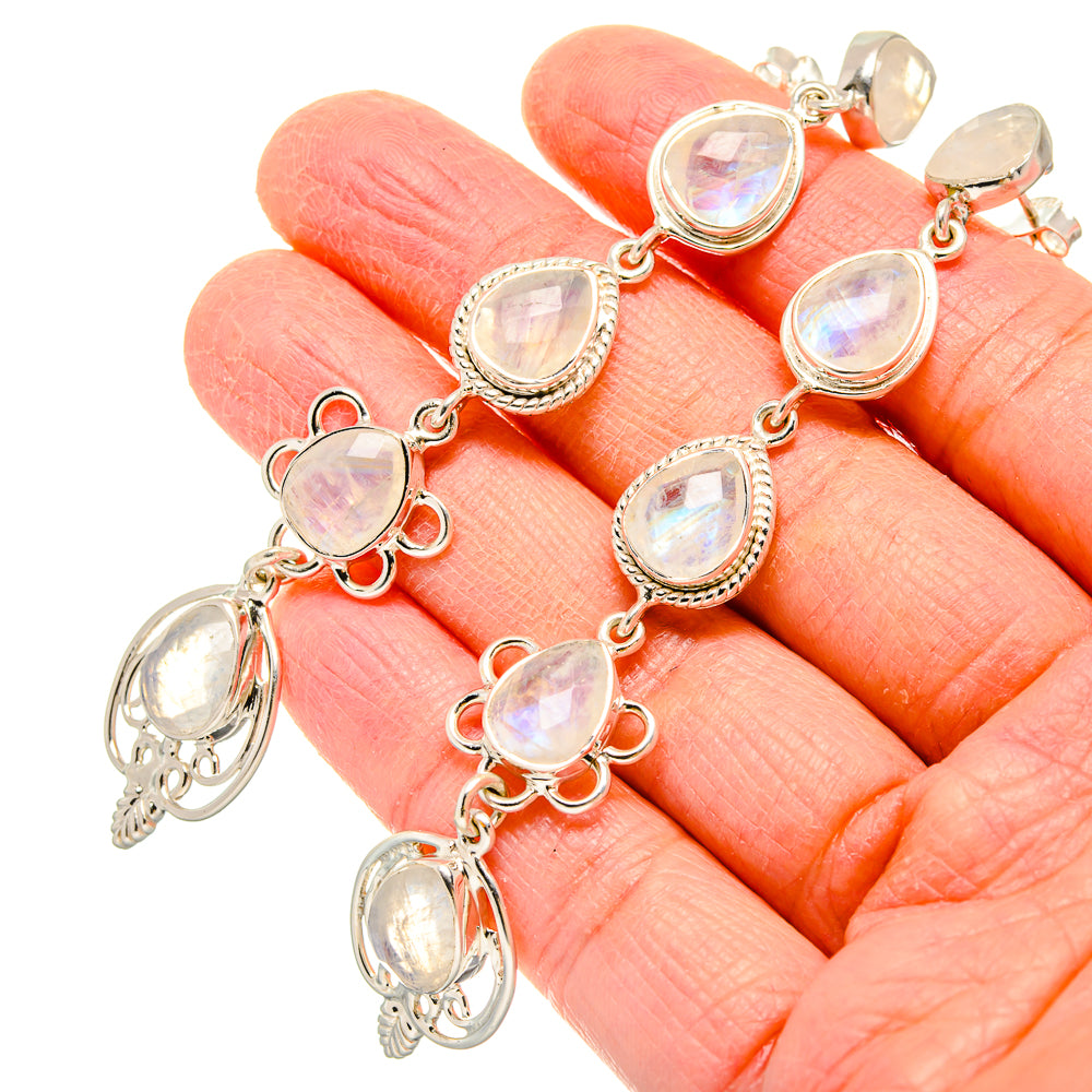 Rainbow Moonstone Earrings handcrafted by Ana Silver Co - EARR430755