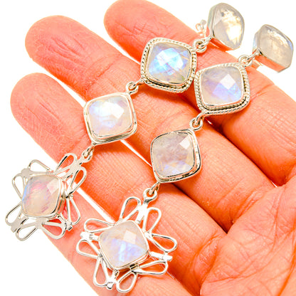 Rainbow Moonstone Earrings handcrafted by Ana Silver Co - EARR430757