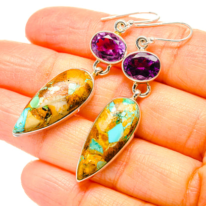 Kingman Mohave Turquoise Earrings handcrafted by Ana Silver Co - EARR430758