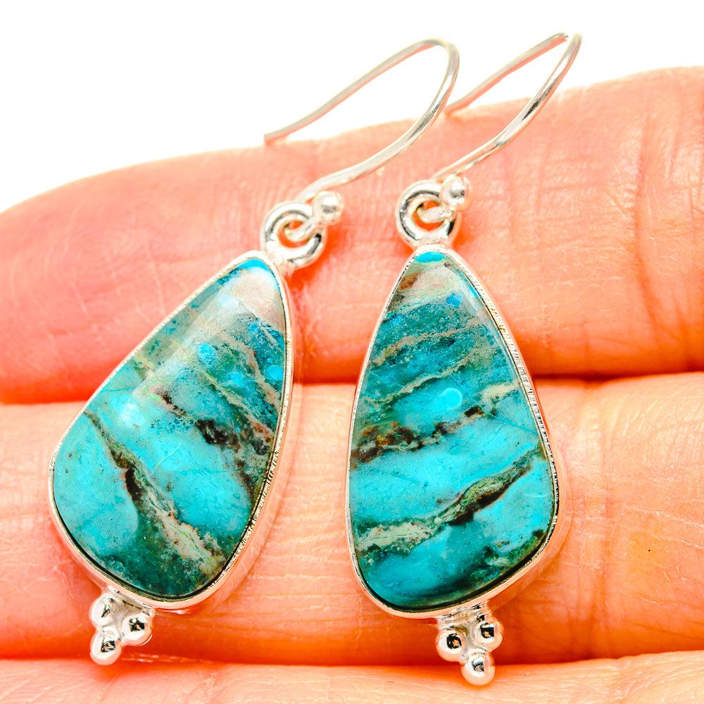 Kingman Mohave Turquoise Earrings handcrafted by Ana Silver Co - EARR430759