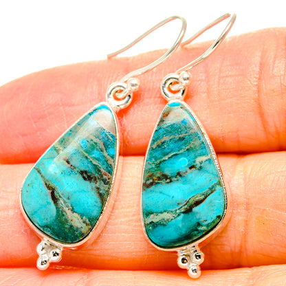 Kingman Mohave Turquoise Earrings handcrafted by Ana Silver Co - EARR430759