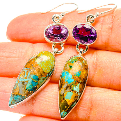 Kingman Mohave Turquoise Earrings handcrafted by Ana Silver Co - EARR430765