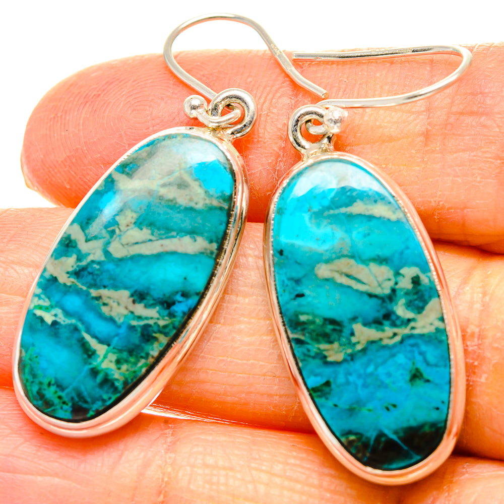 Kingman Mohave Turquoise Earrings handcrafted by Ana Silver Co - EARR430766