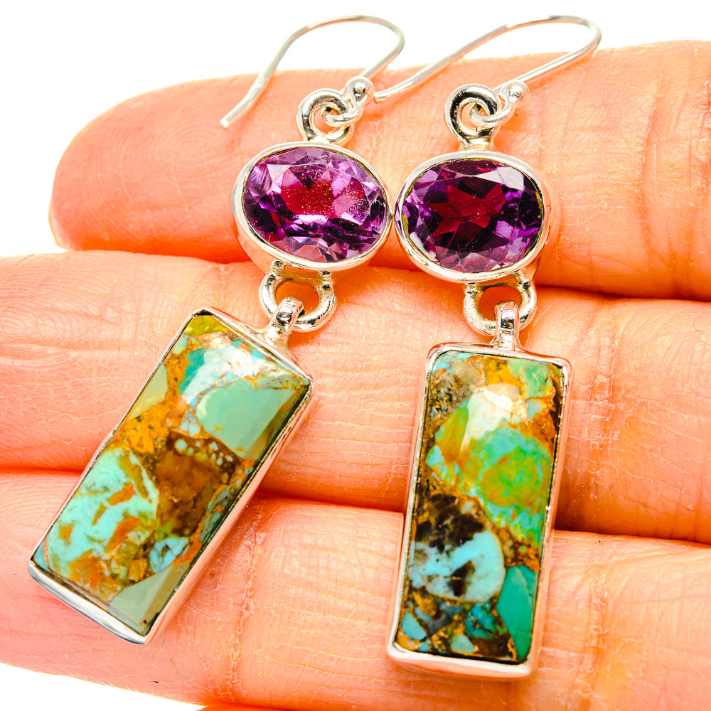Kingman Mohave Turquoise Earrings handcrafted by Ana Silver Co - EARR430772