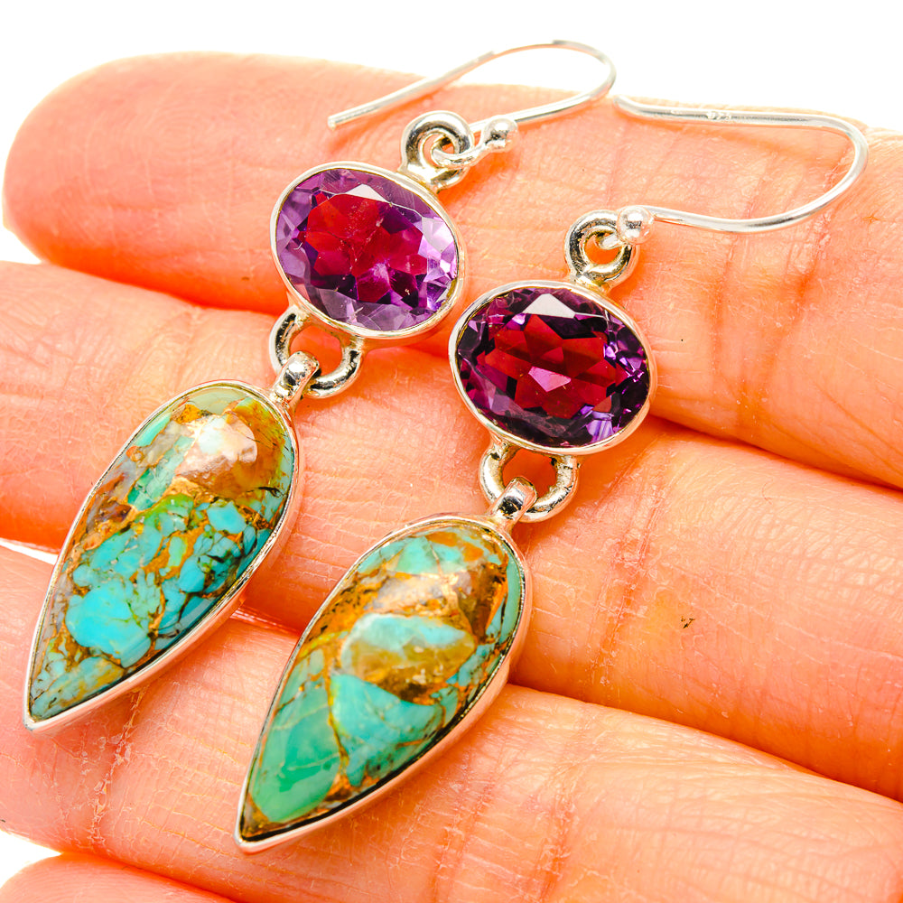 Kingman Mohave Turquoise Earrings handcrafted by Ana Silver Co - EARR430775