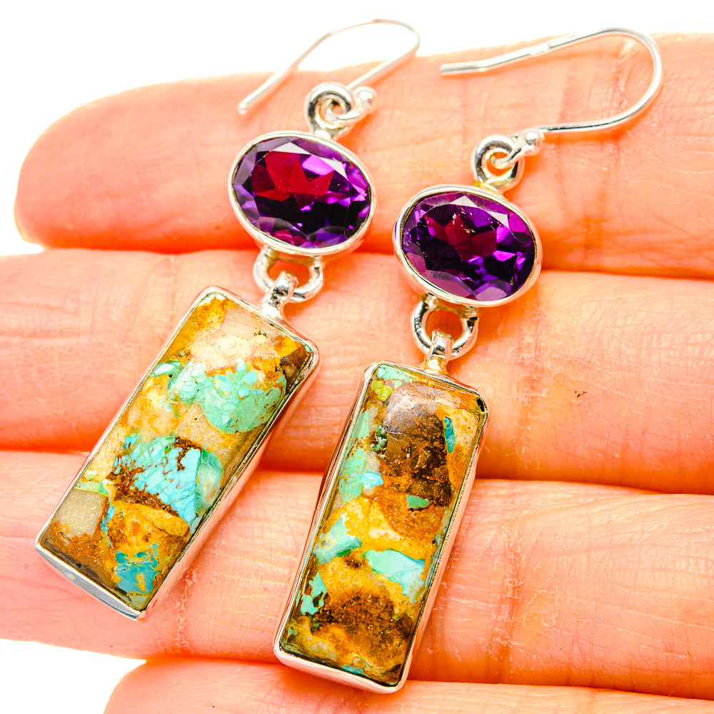 Kingman Mohave Turquoise Earrings handcrafted by Ana Silver Co - EARR430776