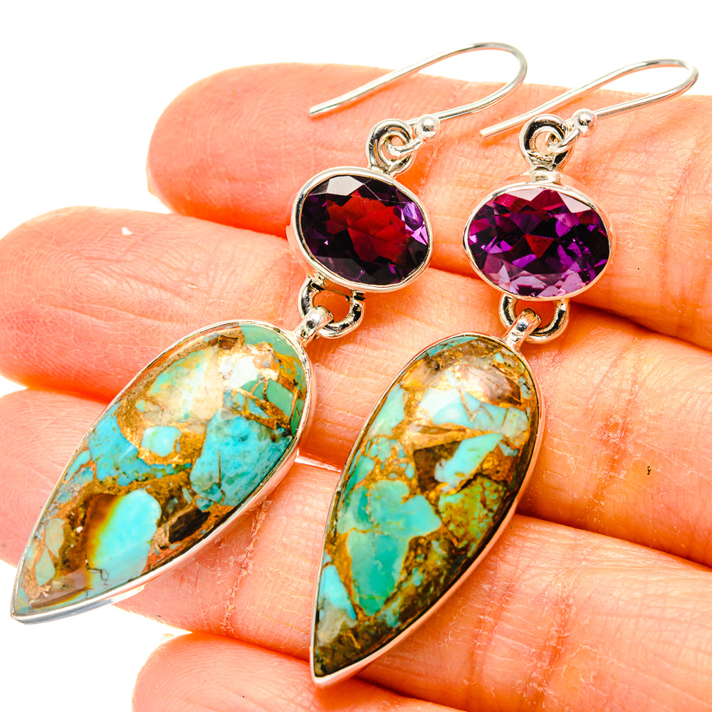 Kingman Mohave Turquoise Earrings handcrafted by Ana Silver Co - EARR430778