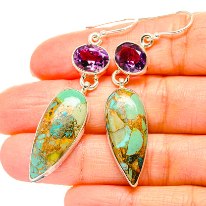Kingman Mohave Turquoise Earrings handcrafted by Ana Silver Co - EARR430783
