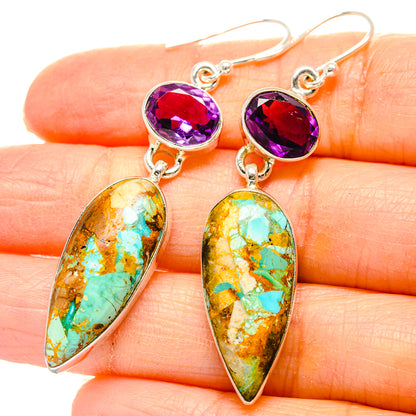 Kingman Mohave Turquoise Earrings handcrafted by Ana Silver Co - EARR430786
