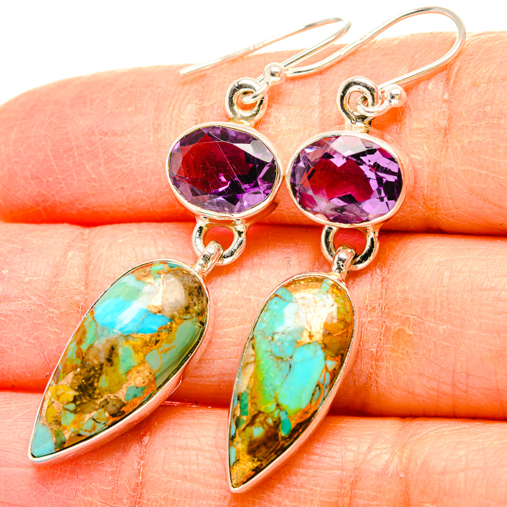 Kingman Mohave Turquoise Earrings handcrafted by Ana Silver Co - EARR430793
