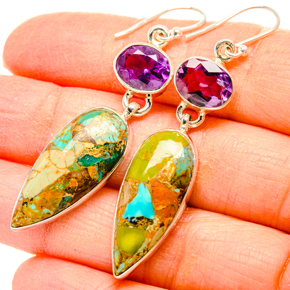 Kingman Mohave Turquoise Earrings handcrafted by Ana Silver Co - EARR430794
