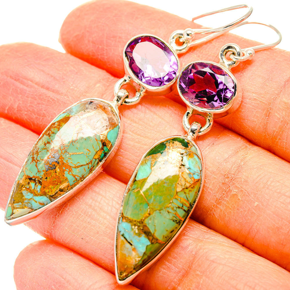Kingman Mohave Turquoise Earrings handcrafted by Ana Silver Co - EARR430798