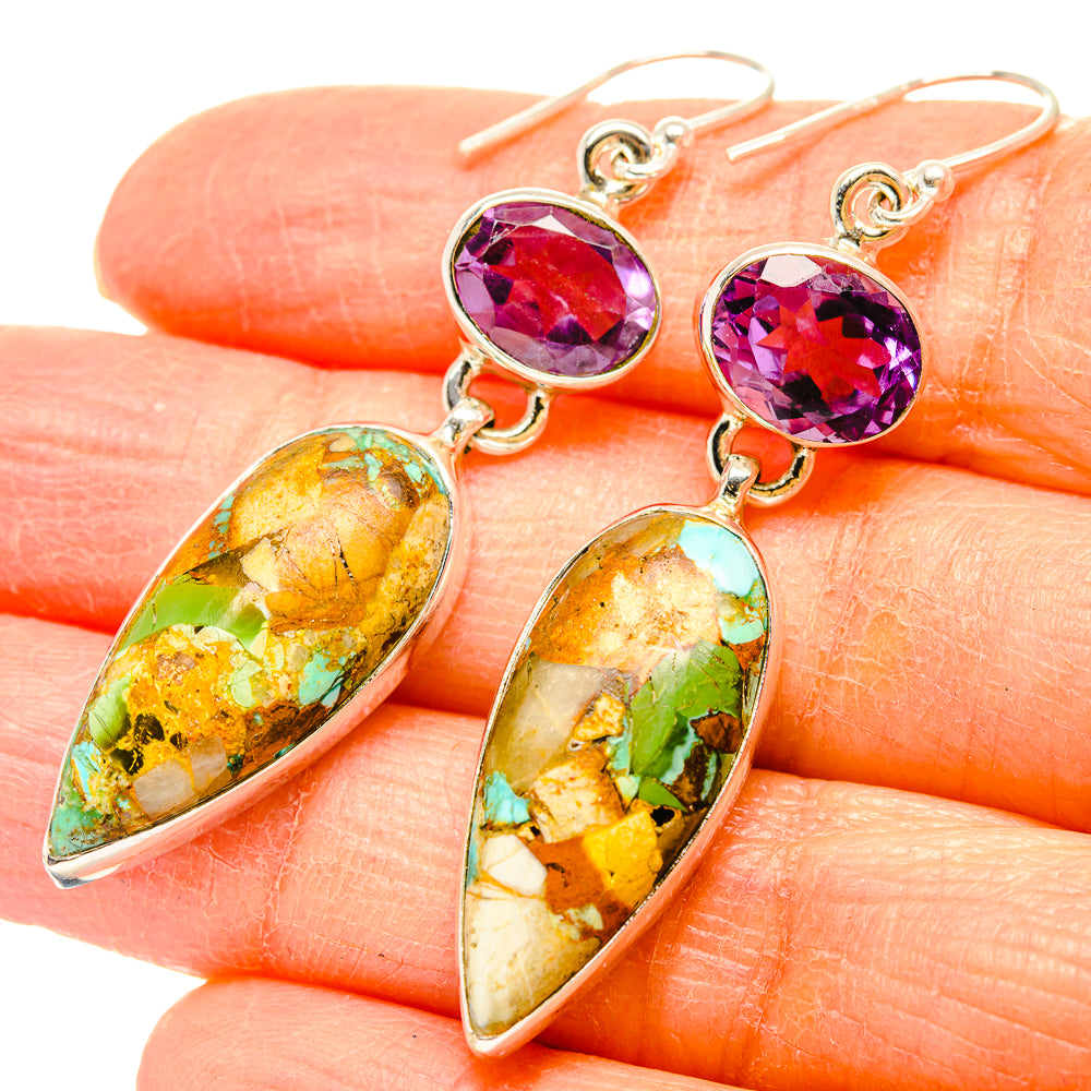 Kingman Mohave Turquoise Earrings handcrafted by Ana Silver Co - EARR430806
