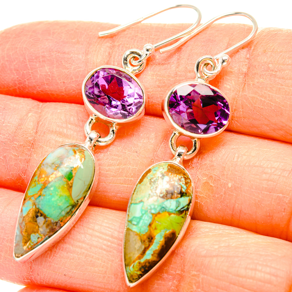 Kingman Mohave Turquoise Earrings handcrafted by Ana Silver Co - EARR430811