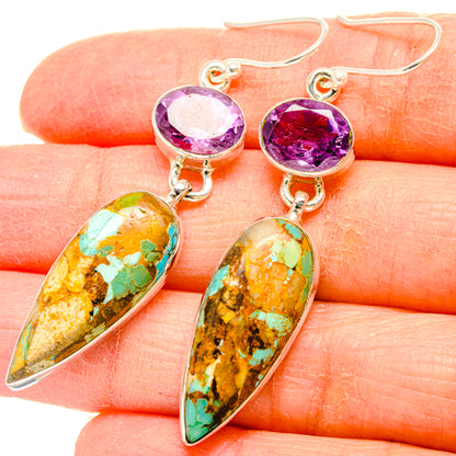 Kingman Mohave Turquoise Earrings handcrafted by Ana Silver Co - EARR430814