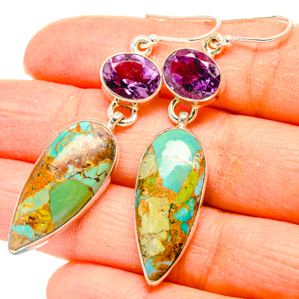 Kingman Mohave Turquoise Earrings handcrafted by Ana Silver Co - EARR430818