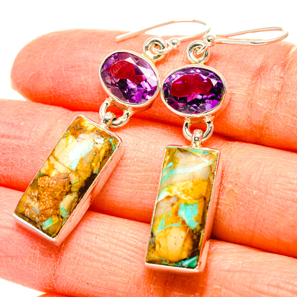 Kingman Mohave Turquoise Earrings handcrafted by Ana Silver Co - EARR430821