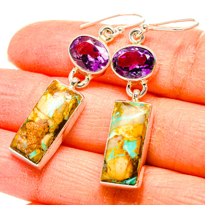 Kingman Mohave Turquoise Earrings handcrafted by Ana Silver Co - EARR430821