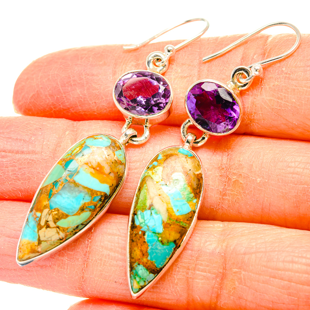 Kingman Mohave Turquoise Earrings handcrafted by Ana Silver Co - EARR430827