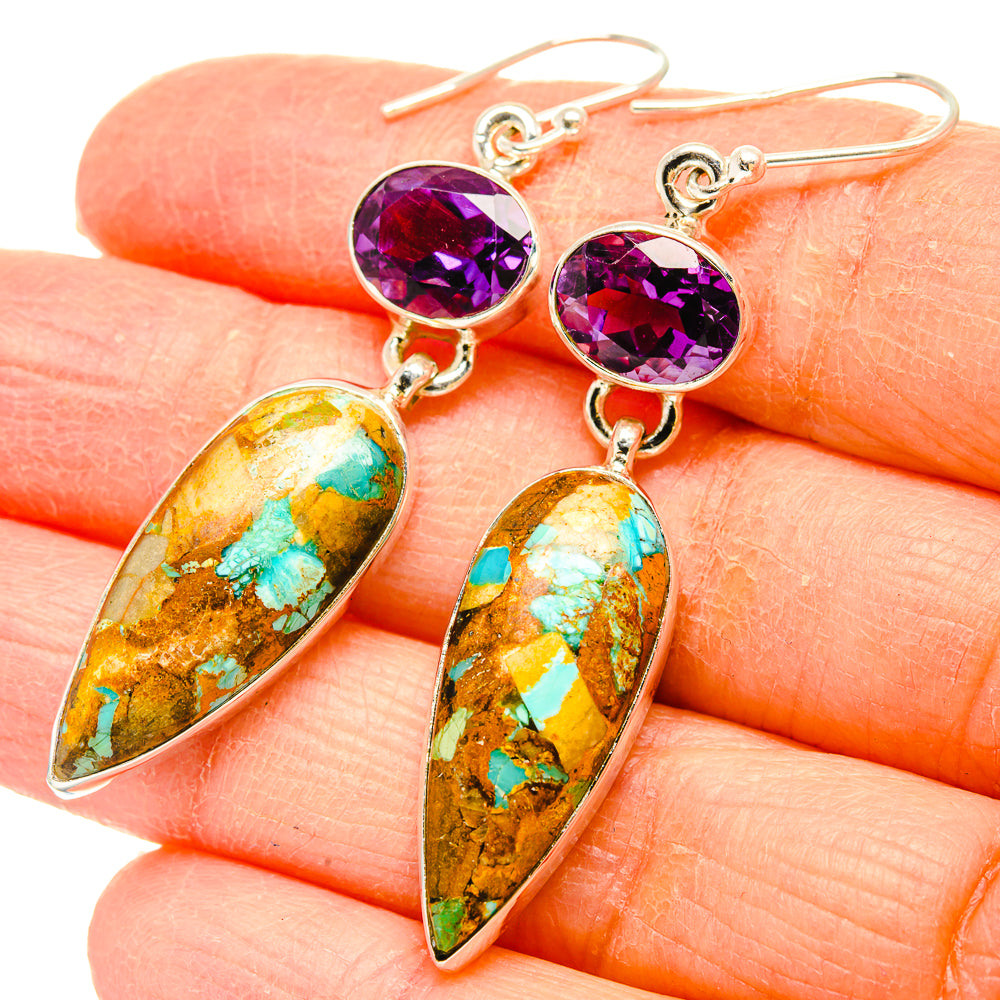 Kingman Mohave Turquoise Earrings handcrafted by Ana Silver Co - EARR430831