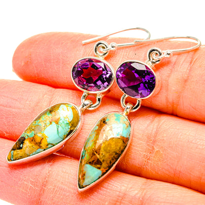 Kingman Mohave Turquoise Earrings handcrafted by Ana Silver Co - EARR430841