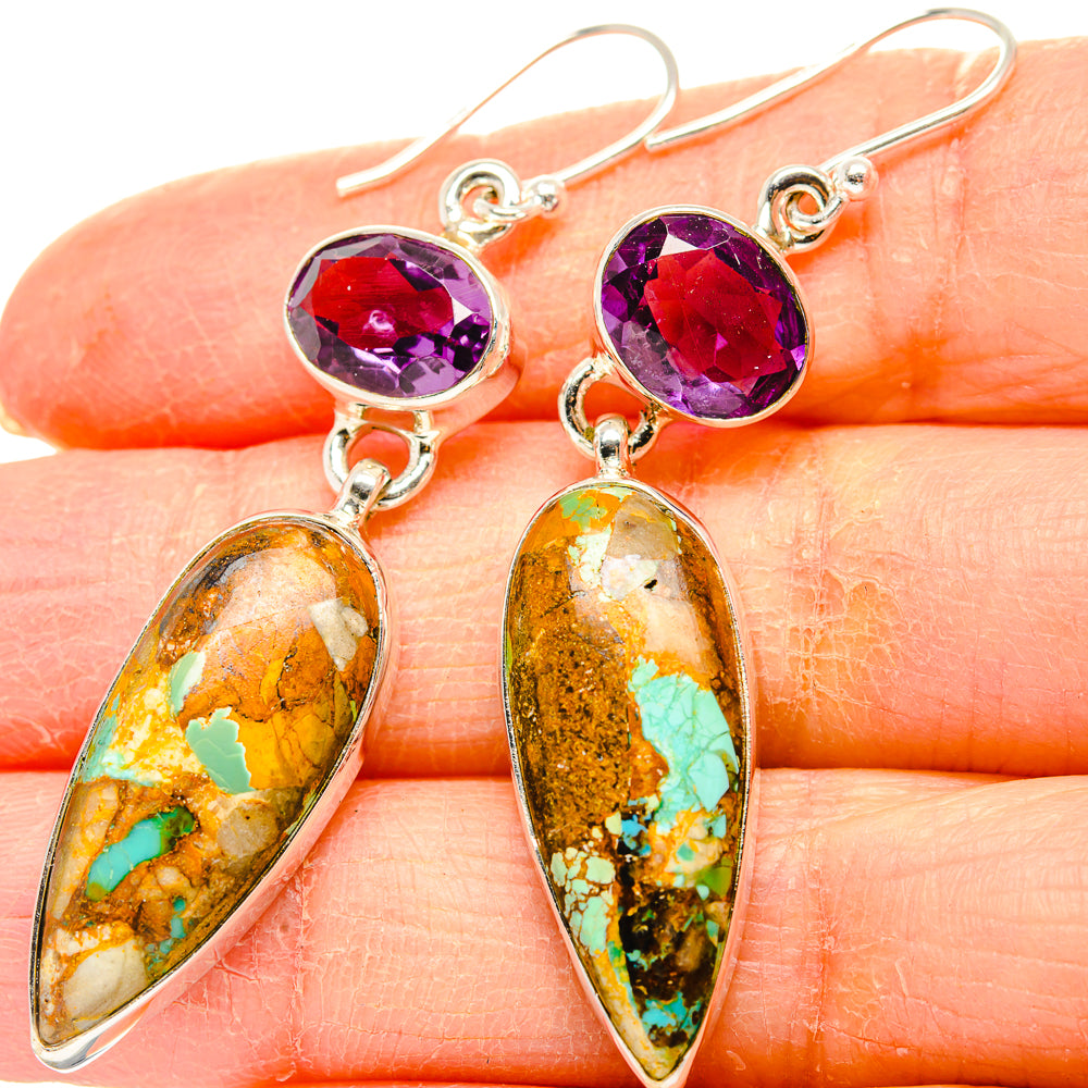 Kingman Mohave Turquoise Earrings handcrafted by Ana Silver Co - EARR430862