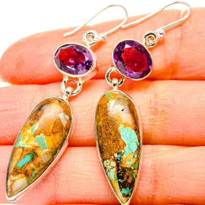 Kingman Mohave Turquoise Earrings handcrafted by Ana Silver Co - EARR430862